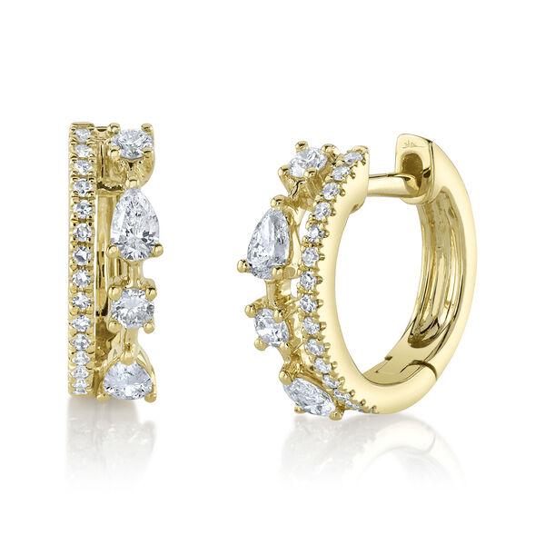 Colette Yellow Gold and Diamond Pav&eacute; Mini Hoop Earring